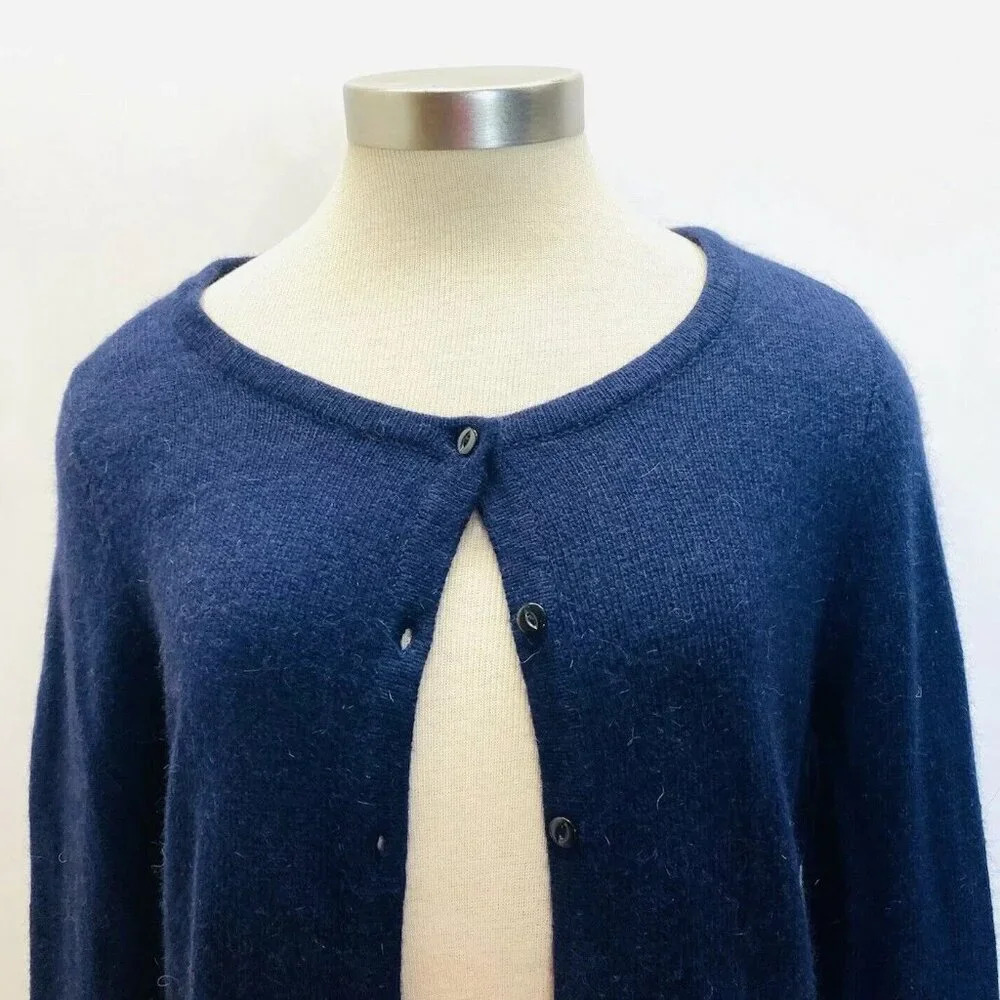 NWT H&M BASIC Women Long Sleeve Open Front Blue Cardigan Sweater Size Medium - Picture 2 of 12